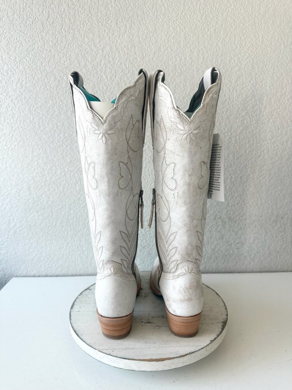 Lane SWEET MEMORIES Knee High Womens White Cowboy Boots Cowgirl Western Tall 8.5 - Picture 3 of 10